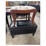 Vtg Piano Stool, Vinyl Ottoman.