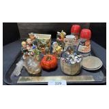 Vintage Buttons, Figurines, Still Bank, Ruler.