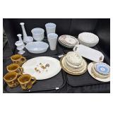 Large Lot Of Plates, Mugs, Dishes, Milk Glass.