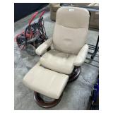 Very Good Leather Swivel Chair w/ Hassock.