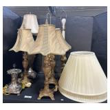 7 Various Large Table Lamps & 5 Shades.