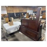 Dark Cherry King Sized Sleigh Bed.