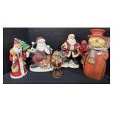 Lot Of Resin Santa & Ceramic Snowman Figures