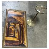 Artist Signed Oil On Canvas, Floor Ashtray.