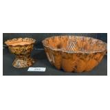 Breininger Redware Planter, Redware Bundt Mold.