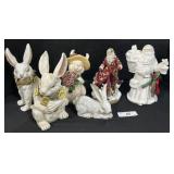 Santa & Bunny Figurines. Fitz & Floyd.