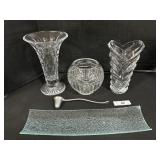 Crystal & Glass Vases, EAPG Glass Tray.