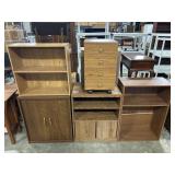 Shelves, Cabinets, Wheeled 4-Drawer Organizer.