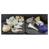 Teapots, Gravy Boats, EAPG Glass.