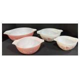 Pyrex Pink & White Gooseberry Nesting Mixing Bowls