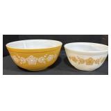 (2) Pyrex Butterfly Gold Nesting Mixing Bowls.