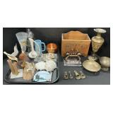 Etched Brass Indian Vase, Bowls & Bells,