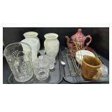 Ceramic & Glass Vases, EAPG Glass, Bowls, Teapot.