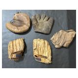 Vintage Leather Baseball Gloves.