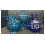 Blue Colored EPAG Glassware, Japan Teapot.