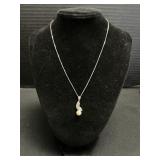 14K White Gold Italian Necklace & Silver Pendant.