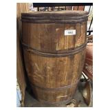 Vtg Wooden Advertising Barrel.