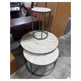 3 Modern Faux Marble Nesting Coffee Tables.