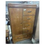 Vtg Art Deco Waterfall Walnut Chifferobe.