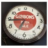 Advertising Gibbons Beer Ale Clock.