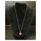 10K Gold Necklace & Carnelian Heart Pendent.