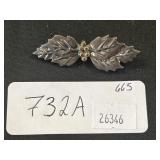 Sterling Silver & 18K Gold Holly Leaf Brooch.