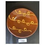 Breininger Redware Yellow Slip Design Plate.