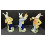 3 Musical Rabbit Statues.