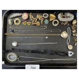 Costume Jewelry, Necklaces, Brooches, Watches.