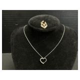 10K White Gold & Diamond Necklace, & Pendants.