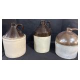 3 Two Tone Stoneware Jugs.