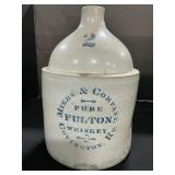 Myers & Co. Fulton Whiskey 2 Gal Stoneware Jug.