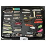 Tray Lot Of Various Vintage Pocket Knives.