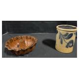 Stoneware Vase & Redware Bundt Mold.