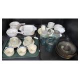 Corningware Dishes, Pfaltzgraff Mugs, Plates.