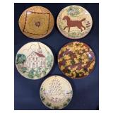 5 Breininger PA Redware Slip Designed Plates