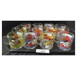 12 Mcdonaldï¿½s Garfield Character Glass Mugs.