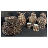 Stangl Pottery Spongeware Pitcher, Plates, Jars.