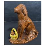 Breininger Pottery Redware Dog W/Apples Statue.