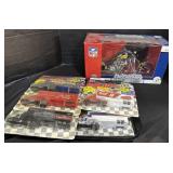 NOS Die Cast Racing Team Trucks & NFL Motorcycle.