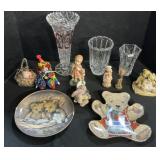 EAPG Glass Vases, Handpainted Egg, Figurines.