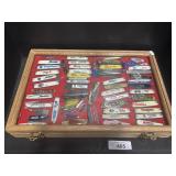 65 Various Pocket Knives, W/ Display Case, ADV.