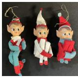 3 Knee Hugger Elf Christmas Ornaments.