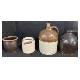 2 Stoneware Crocks & 2 Stoneware Jugs.
