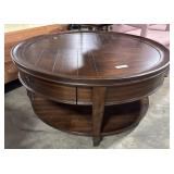 Modern Dark Walnut Rolling Coffee Table.