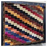 Antique Handmade Velvet Patchwork Folk Quilt.