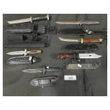Lot Of Fixed Bade Knives, Telescopic Tire Thumper