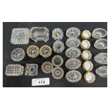 Cut Glass & Lusterware Salt Cellars.