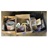 Circular Saw, Galvanized Bait Can, Art, Glass.
