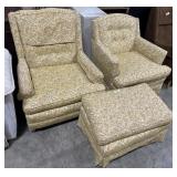 Clean Retro Floral Upholstered Armchairs.